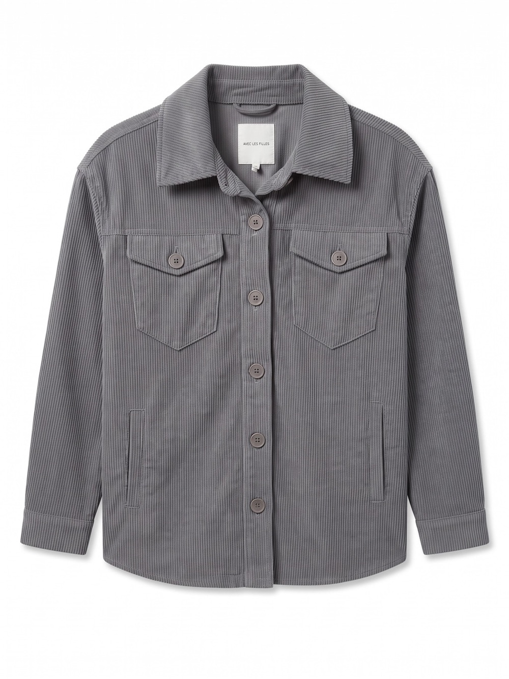 Avec Les Filles Gray Ribbed Top